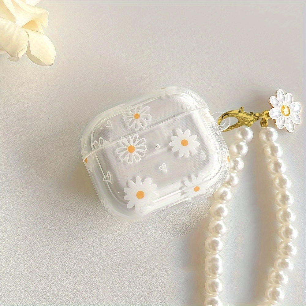 E-shop Blumen/Weißer Gänseblümchen-Stil Geeignet für Apple Earbuds Anti-Fall Schutzhülle Passend für Hülle Anti-Kratz Anti-Fall Schutzhülle