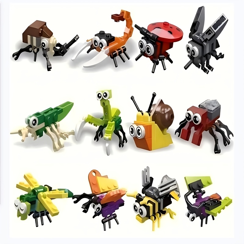 Image of 6/12 Pack Insect Building Blocks - Fun Assembly Ornament Toys, Ideal As Holiday Presents And Companion Gifts Random Pattern