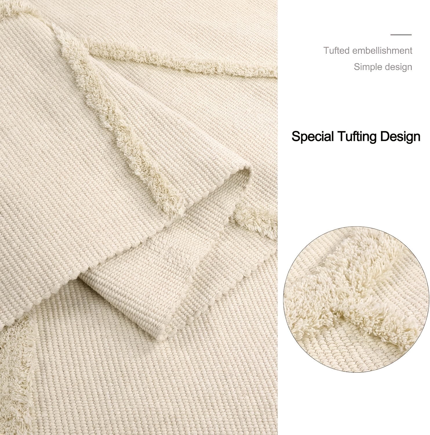 1pc bohemian   area rug machine washable polyester blend braided rectangle bath mat 2000gsm 1 5cm thick farmhouse style bedroom carpet non slip floor covering for living room kitchen christmas decor Product details 0