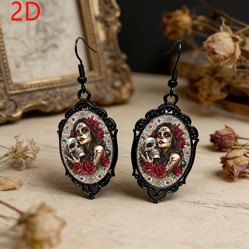TEMU 1 di orecchini Suteyi gotici con abbracciato - Orecchini pendenti con in vetro vintage adatti per uso , feste, regalo per tutto l' per la amica,