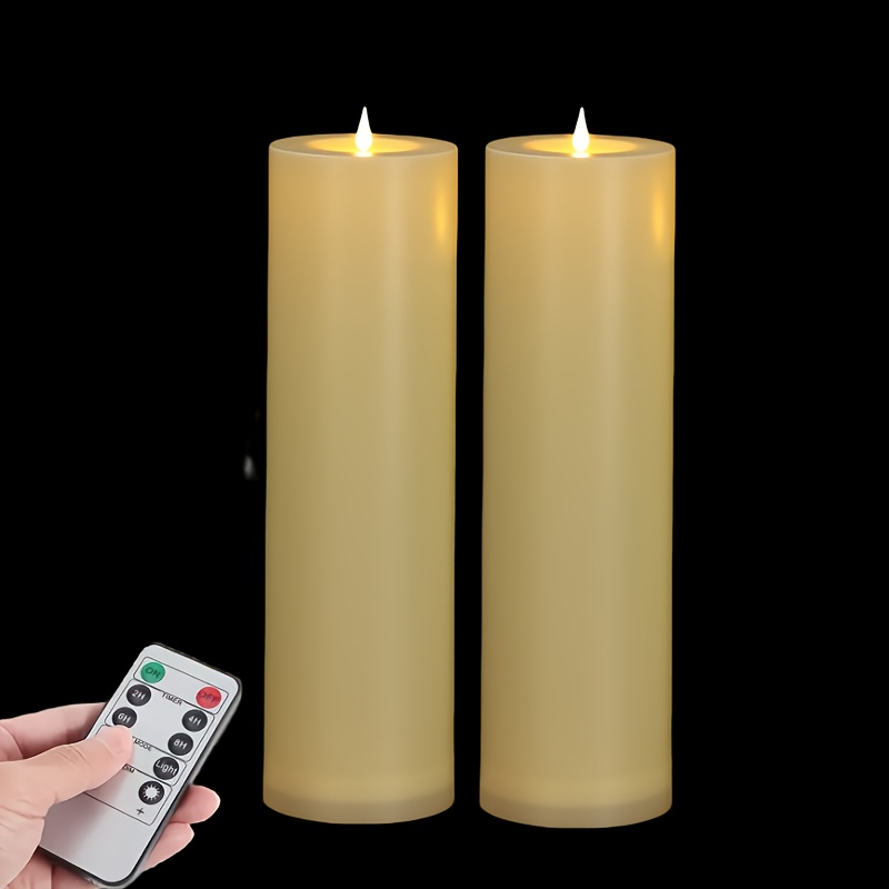 Velas de Plástico LED Sin Llama con Temporizador para Exteriores, Adecuadas para Decoraciones de Halloween y Navidad, Faroles Festivos, 2 piezas