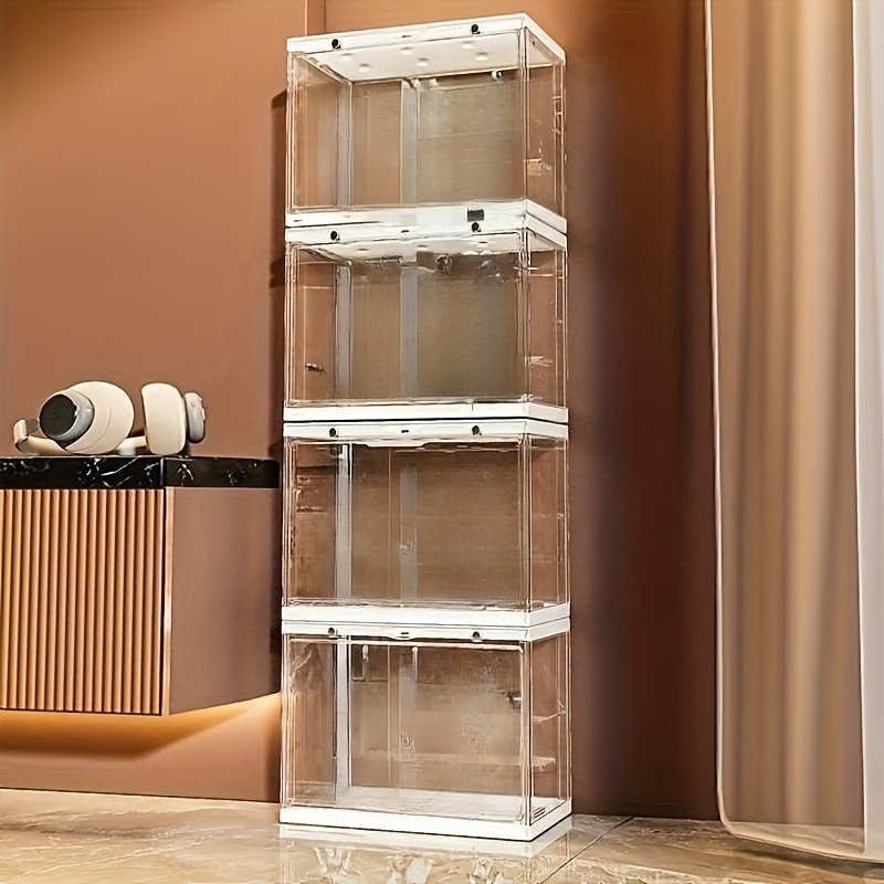 1  display case heavy duty dustproof organizer box with open shelving transparent   or wall mountable storage for home office collectibles figurines modern shelf decor figurine organizer durable plastic construction