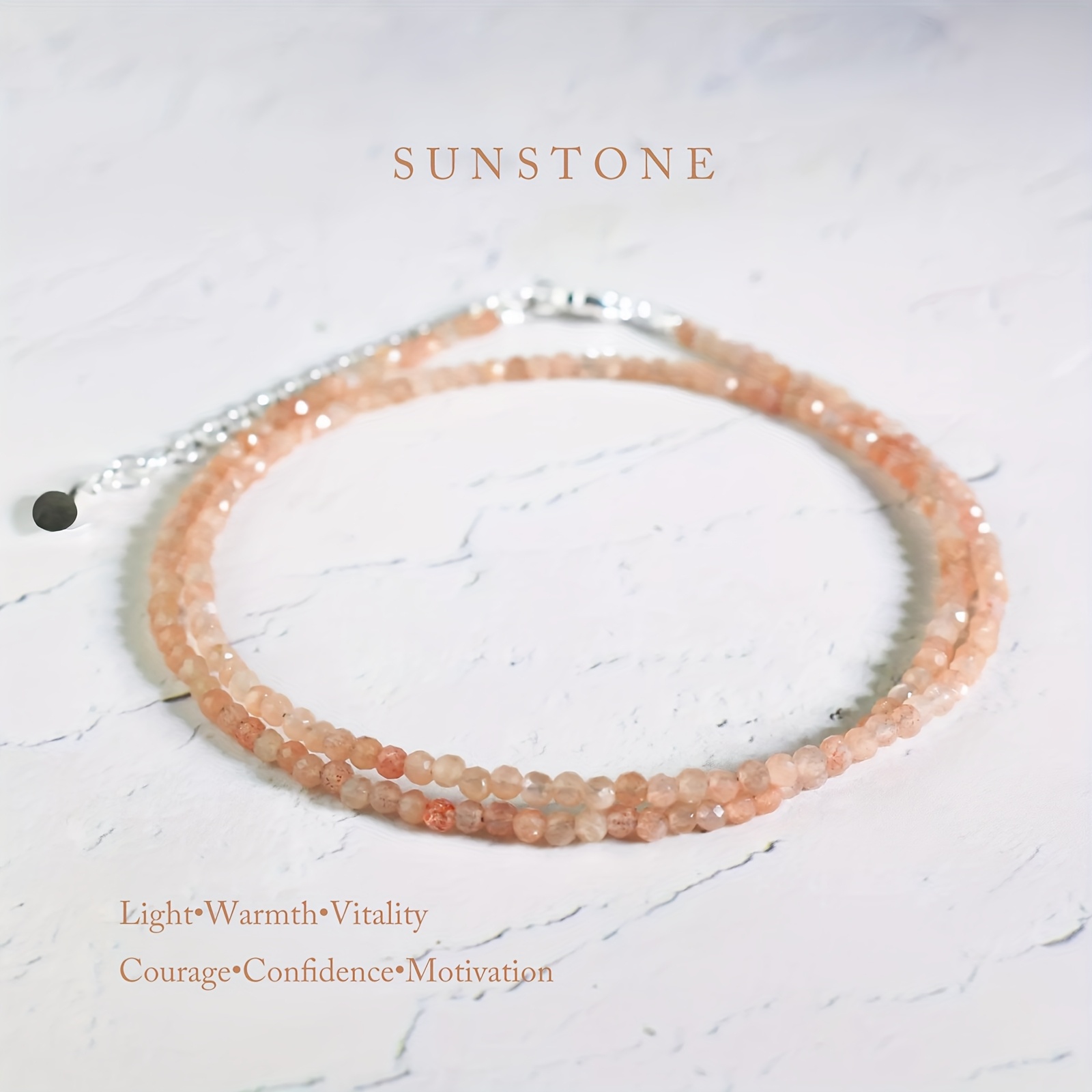 Image of Natural Stone Sunstone Necklace - Dainty Minimalist Jewelry For Light, And Vitality | , And Motivation Gift For Women/men