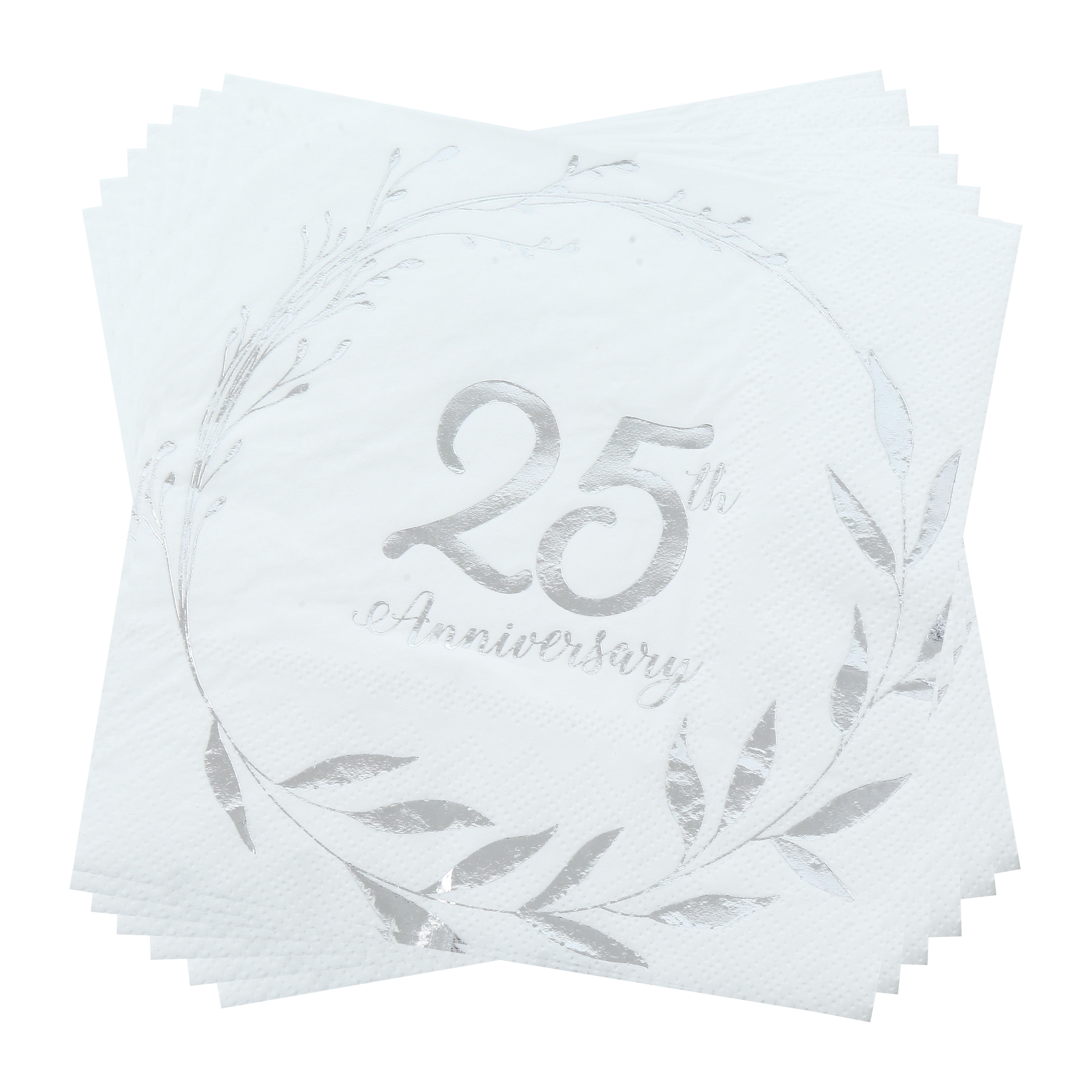 

Elegant 25th Anniversary Celebration Napkins - 32 Piece, 6.5"x6.5", Double-layered Paper Luncheon Napkins For Milestone Parties Napkin Holder For Table Decorative Paper Napkins