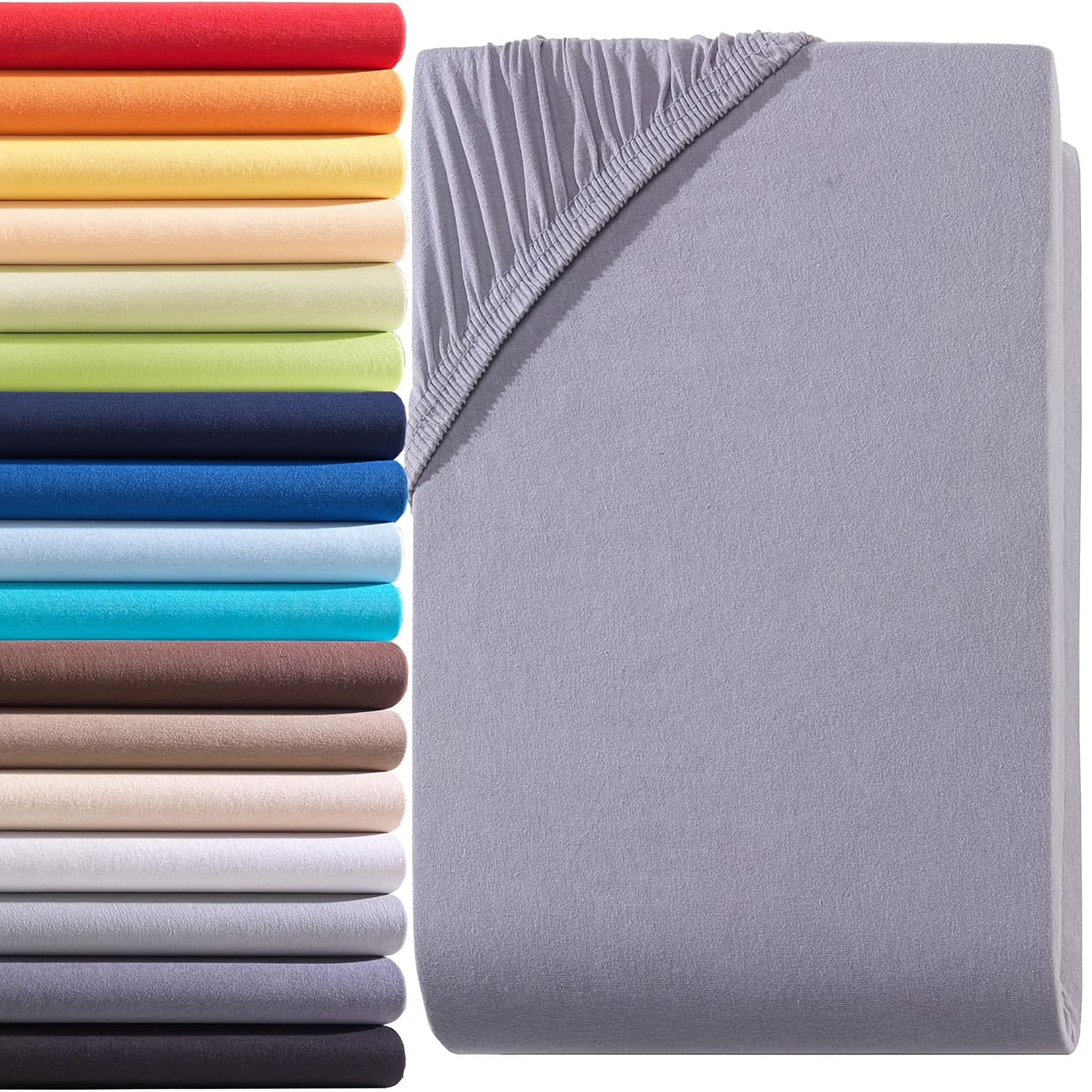 E-shop 100 % ägyptische Baumwoll-Spannbetttuch, elastisches Design, einfarbig, passend für Matratzen von 90x200 bis 200x220 cm, atmungsaktiv,