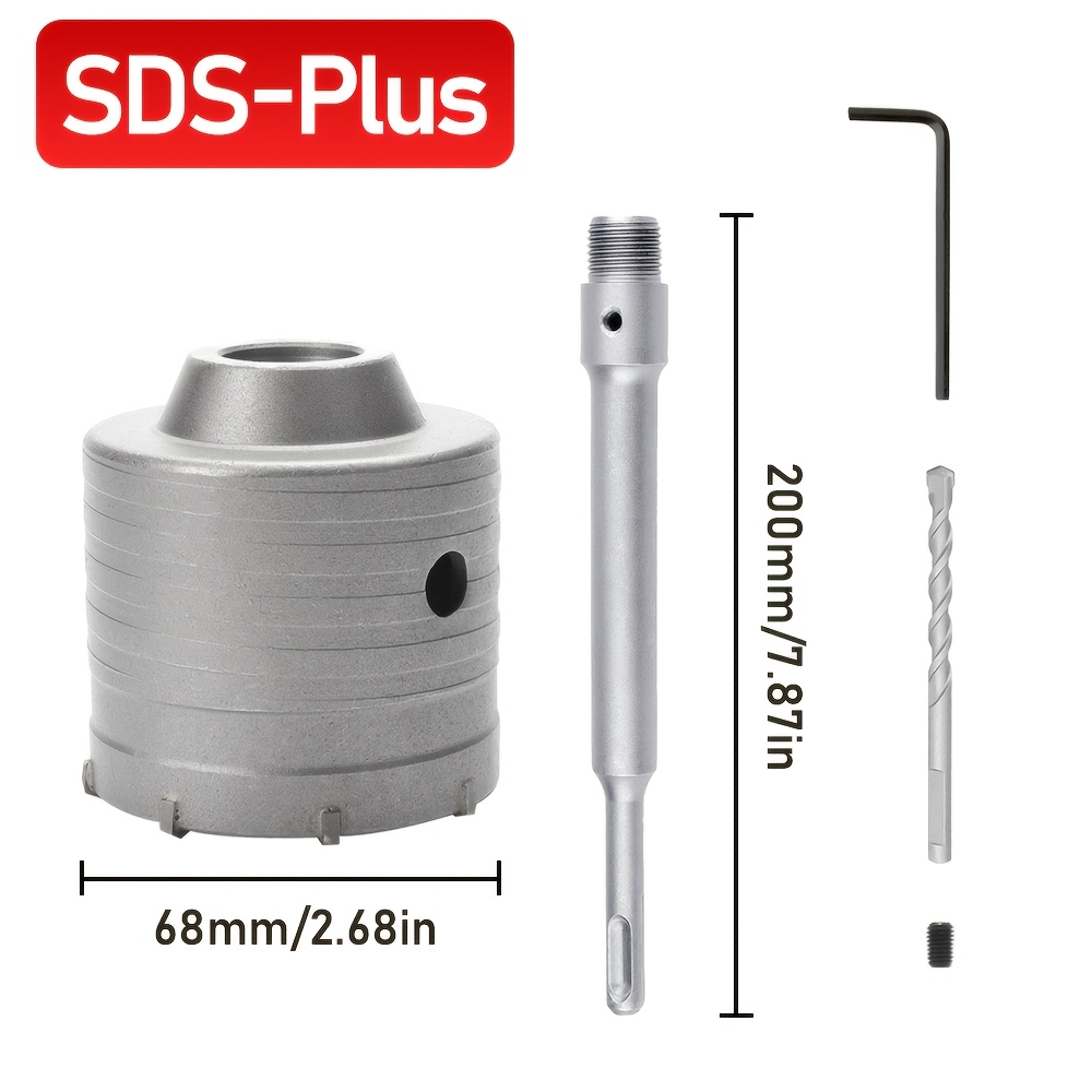 30-68mm Concrete With 200mm Sds Plus Shank For Concrete, Cement, Brick, Stone, And Wall Drilling
