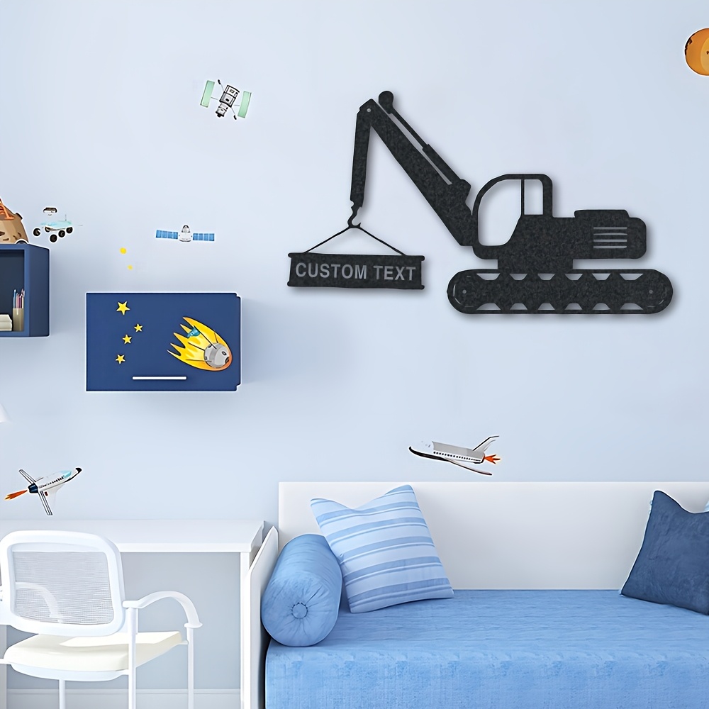 TEMU Personalized Excavator Iron Wall Art Sign, Custom Name Decorative Bulldozer In Artistic Style, Wall Hanging For Room Types, Sculpture Wall
