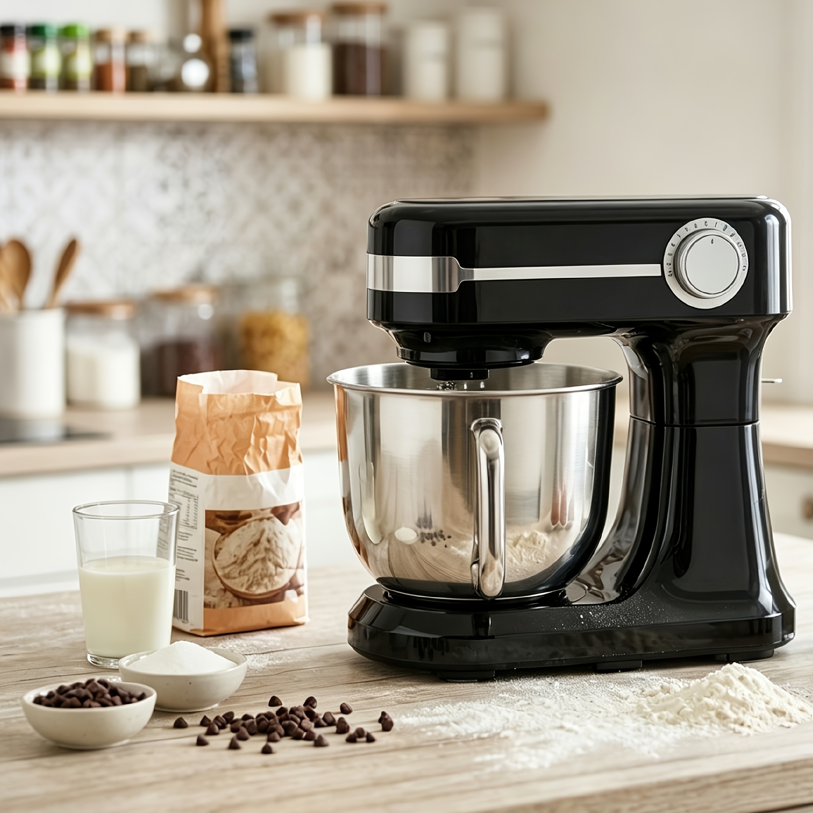 TEMU Robot Plum Chef 350W, bol de 5,5QT lavable au lave-vaisselle, robot ménager à 12 vitesses avec tête inclinable, 3 accessoires de pâtisserie et