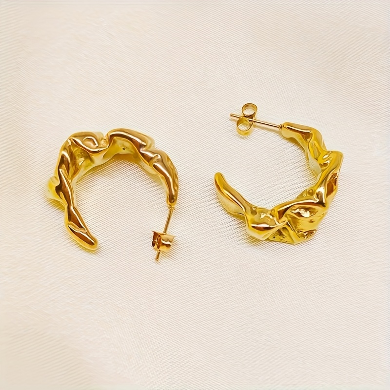 Image of 1pairs Carnival Ladies Fashion Stainless Steel Pleated Earrings Ladies Retro Stud Earrings Daily Gift