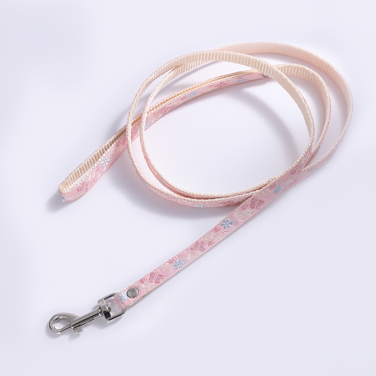 Image of 1pc Jacquard Braided Dog Leash, Polyester Fiber, /flower/checkered Pattern, Suitable For Outdoor Walking, Small To Medium Cats And Dogs