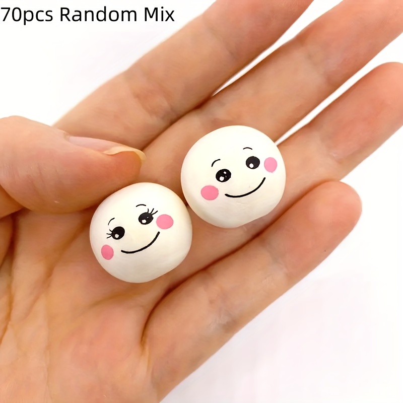Image of 70pcs/20pcs Random Mix 20mm New Style Wooden Beads With 2 Types Of Faces - Suitable For , Bracelets, Necklaces, Keychains, Phone Charm Accessories. Rustic Home Decor. Gift For . Christmas