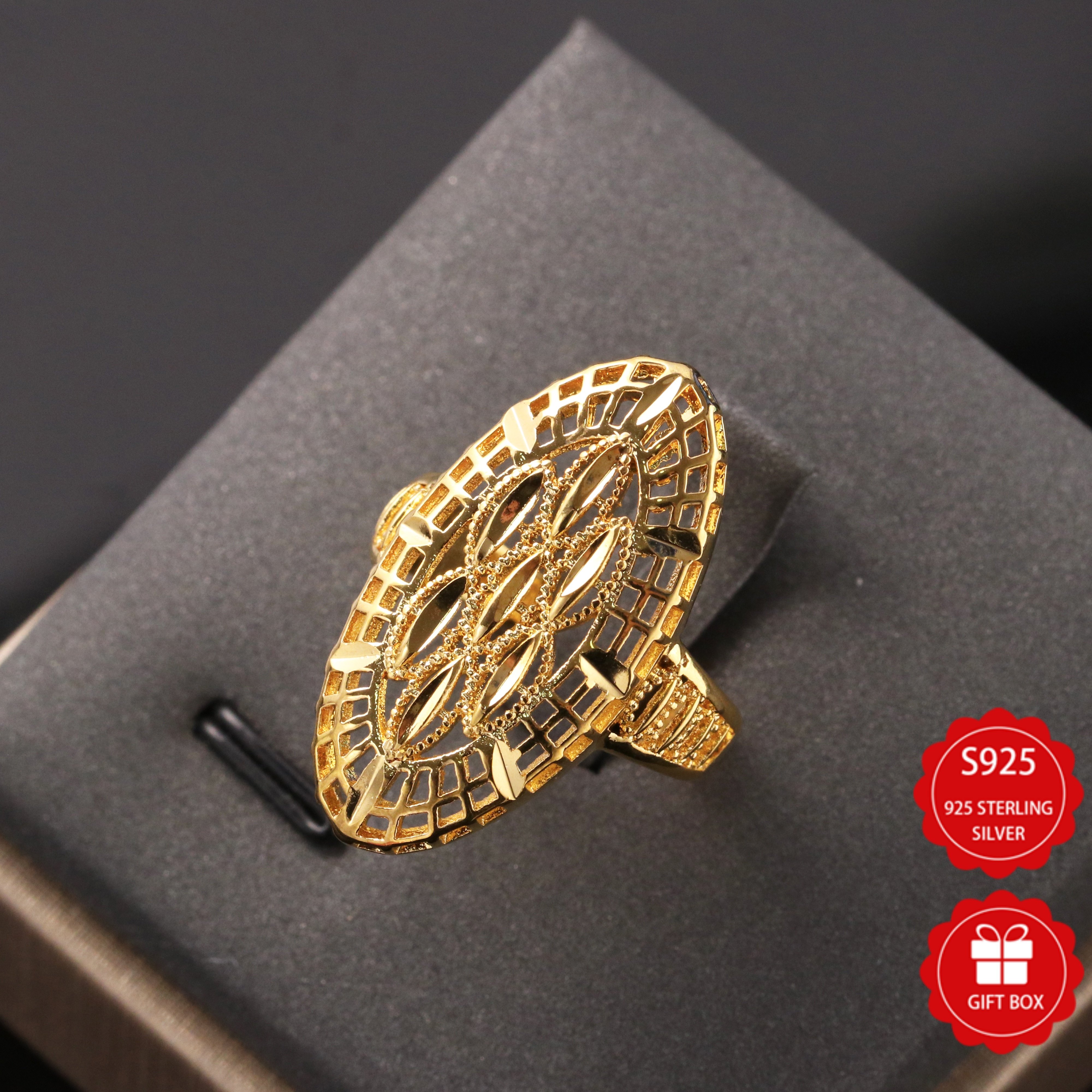 Image of 925 Silver Hollow Carved Pattern Ring, Light Luxury, Fashionable And Ring, Christmas, Birthday, Gift, Party, Wedding, Valentine's Day Gift For Girlfriends And Wives, Suitable For And To Wear