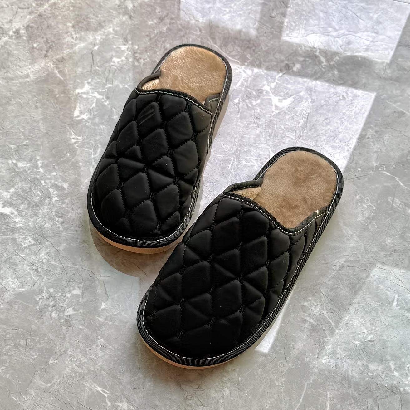 TEMU A Pair Of Simple And Stylish Men's Indoor Slippers With Thick , Plus-size Autumn/winter Model, Practical And Suitable As A Gift