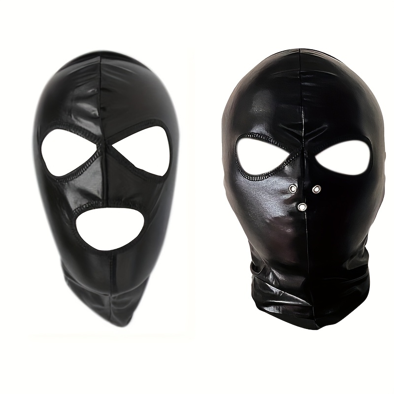 2pcs Ultra-Thin Sexy Black PU Masks - Breathable, Stretchy Full-Face Hood with Eye & Mouth Openings for Halloween, Cosplay, LARP Parties, Stage Performances & Art Photography Props, Costume Accessories | Formfitting Design | Mask, Halloween Costumes