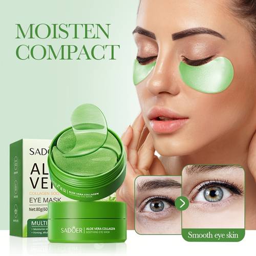 60pcs sadoer aloe vera collagen soothlng eye mask for puffy eyes dark circles wrinkle eye bags unisex