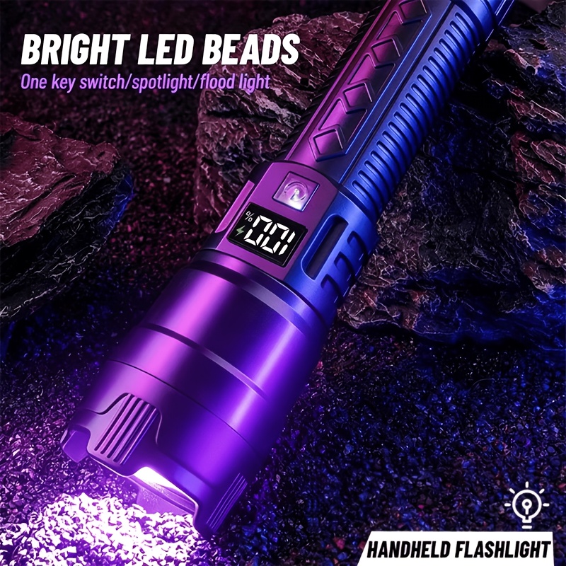 4 шт. фонарик с фиолетовым светом led,  -  дисплей, выдвижной и с регулируемым фокусом,   корпус, включает кабель для зарядки type-c, для уборки дома, обнаружения бактерий, пятен от домашних животных и флуоресценции, затвердевания ногтей, подарок, осветительный инструмент Детали 5