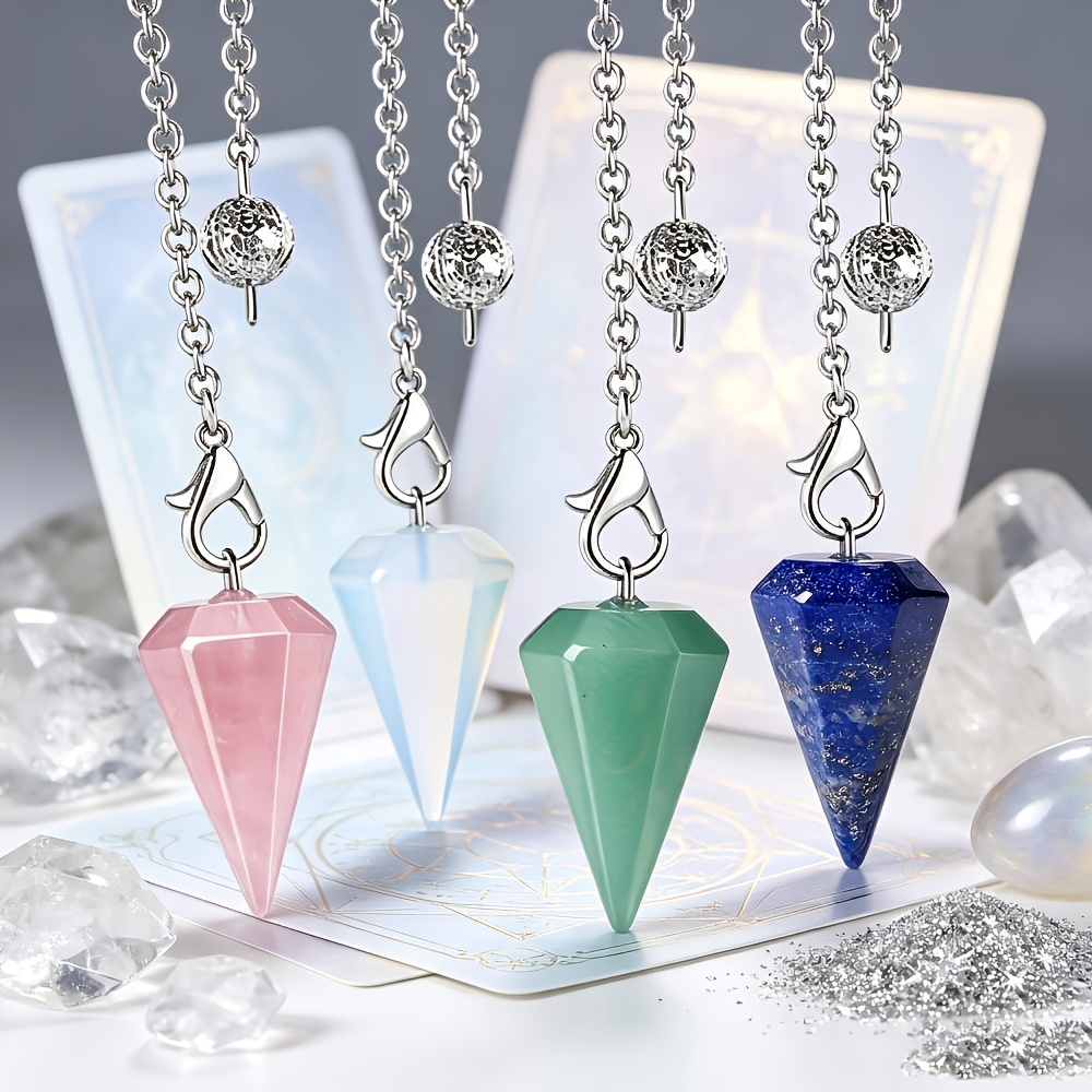 8pcs Crystal Stone Hexagonal Pointed Pendulum Balance Wheel Pendant