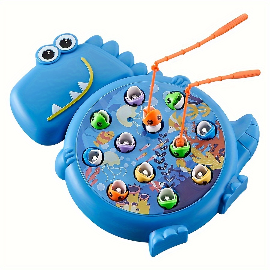 dinosaur fishing plate toy weak magnetic fishing toy childrens puzzle toy non charged fishing toy fishing parent child plate suction hook holiday gift accessory rod and fish random style details 6