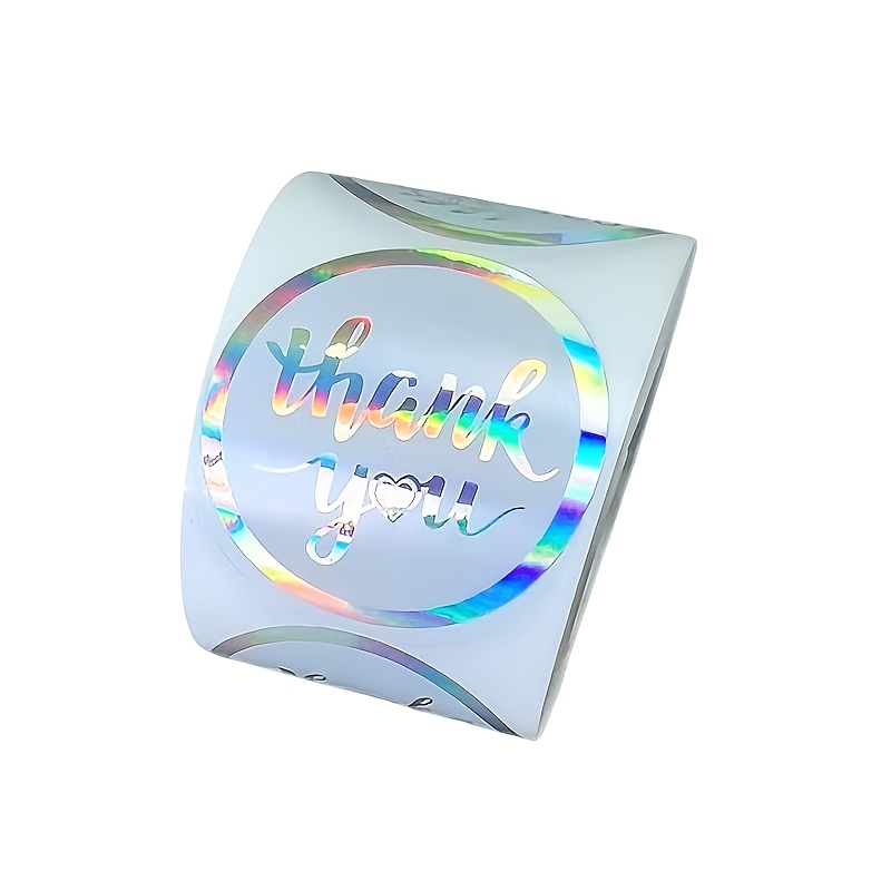 TEMU 300 Stück pro Rolle, 1,5 Zoll x 1,5 Zoll holographische "Danke"-Aufkleber, geeignet für Geschenkverpackungen, Lebensmittelverpackungen,