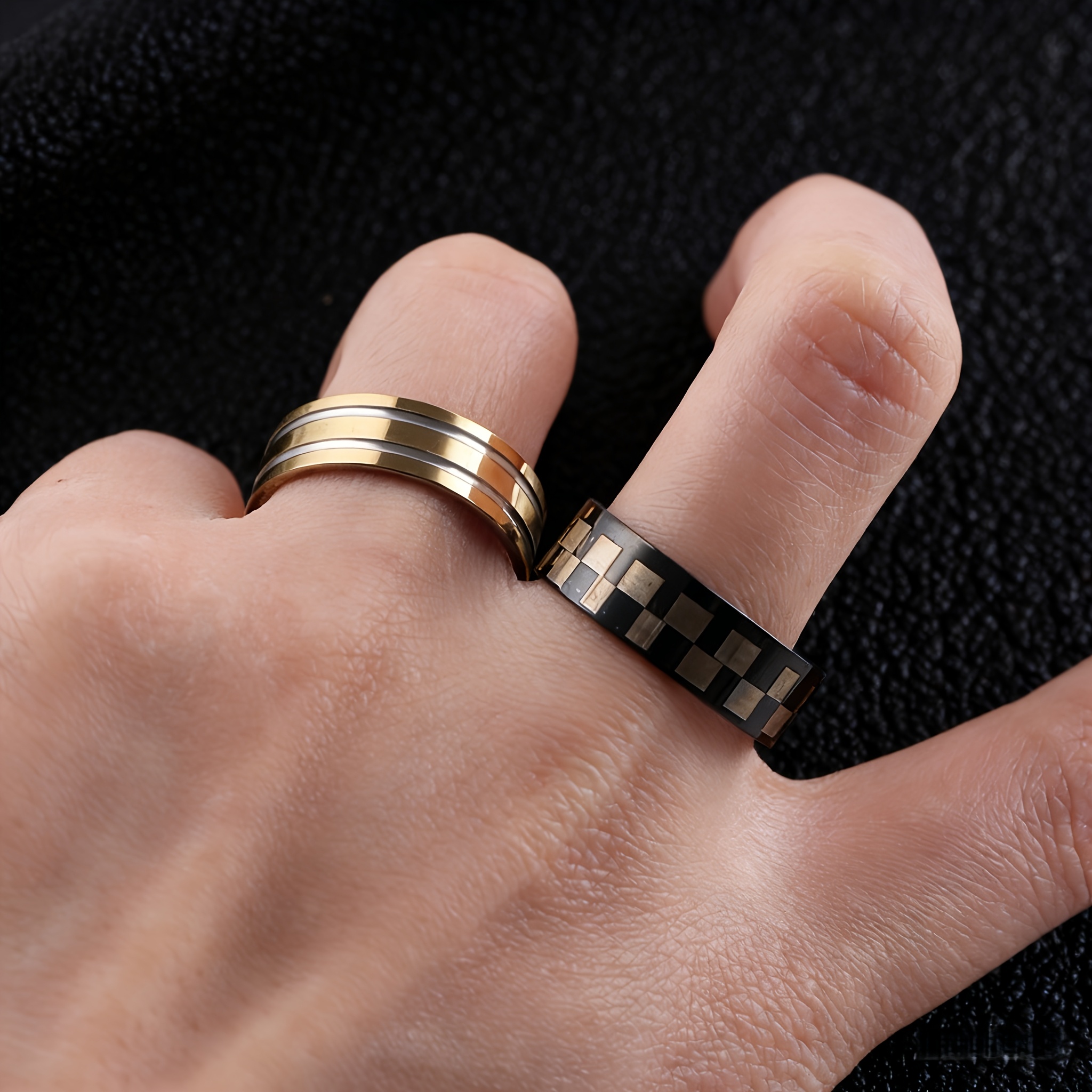 16pc Fashion Trendy Stainless Steel Rings, Mixed Styles