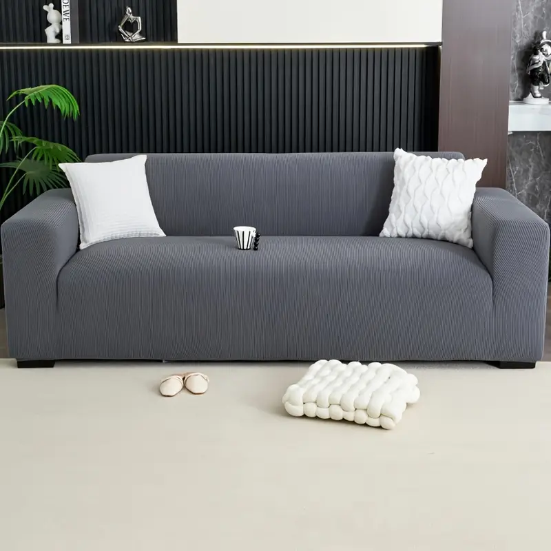 1pc stretchy all over sofa cover non slip pet friendly machine washable modern jacquard design for office living room decor green office decor modern sofa cover elastic closure sofa covers Product details 0