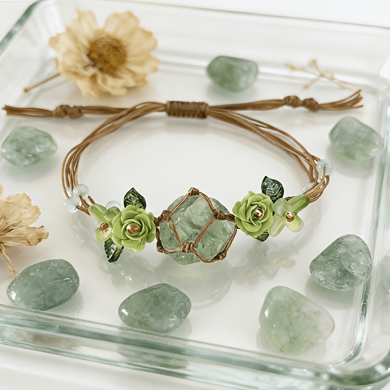 Forest Style Crystal Floral Wreath Bracelet