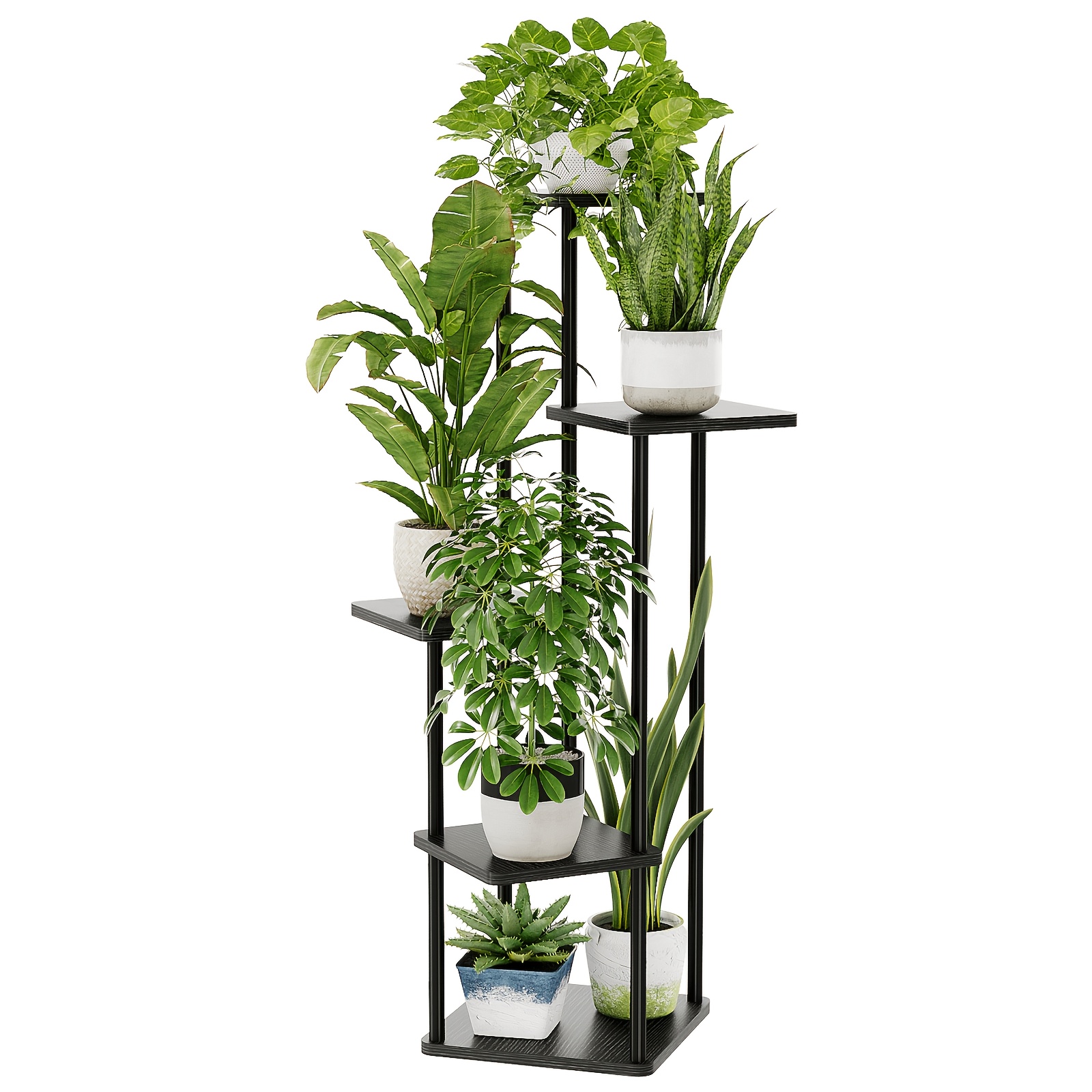 Image of Bamworld 5 Tier Tall Plant Stand Indoor Corner Shelf Stand For Multi Plant, Metal Tiered Tray Stand For Indoor Plants, Living Room Decor, Balcony, Garden, Bedroom