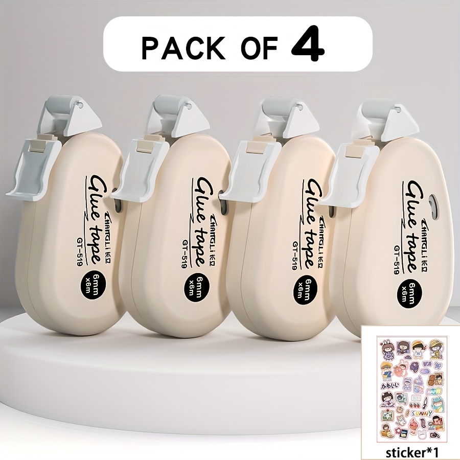 4 Rolls Of Roller Double-sided Tape, Which And With , Convenient And Fast, Very Suitable For Scrapbooks, Handmade Projects And Office Supplies