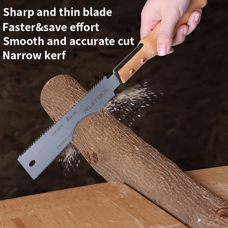 Set of 2 Japanese Pull Saws, 15.24 cm Each, Featuring Both Wide And Narrow Heads, Flexible Blades with 14 TPI And 17 TPI, Double-Sided Design, Comfortable Wooden Handles, Ideal for Flush Cuts in Woodworking And Precise Cutting, Without Battery
