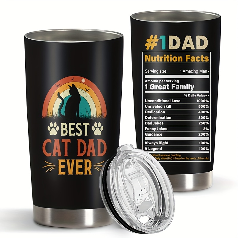 

Cat Dad " 20oz Steel - 's Day , Son, Or | Double-walled Insulated Mug For , , Grandfather, Husband |