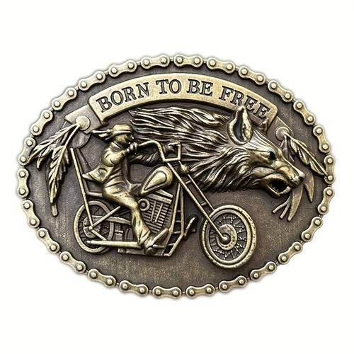 vintage alloy motorcycle rider wolf head belt creative street cowboy punk style belt accessory