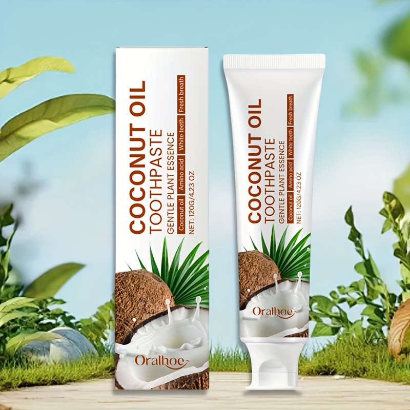 TEMU Toothpaste With Coconut Oil - No, Coconut Oil As The Component, Mild Cleaning For Teeth &, - Natural For A - Oral Hygiene Solution, Featuring A Coconut Illustration For Care