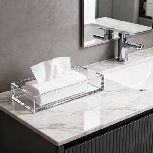 a minimalist transparent acrylic bathroom tray a lightweight and see through tissue dispenser an acrylic napkin holder suitable for apartment bathrooms restaurant tissue boxes and wedding party table napkin holders