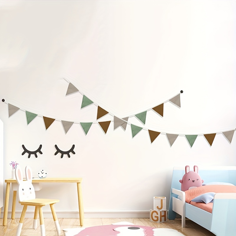 

Cute Cotton Triangle Banners For General Occasions - No Electricity Required, Decorative Birthday Party Flags