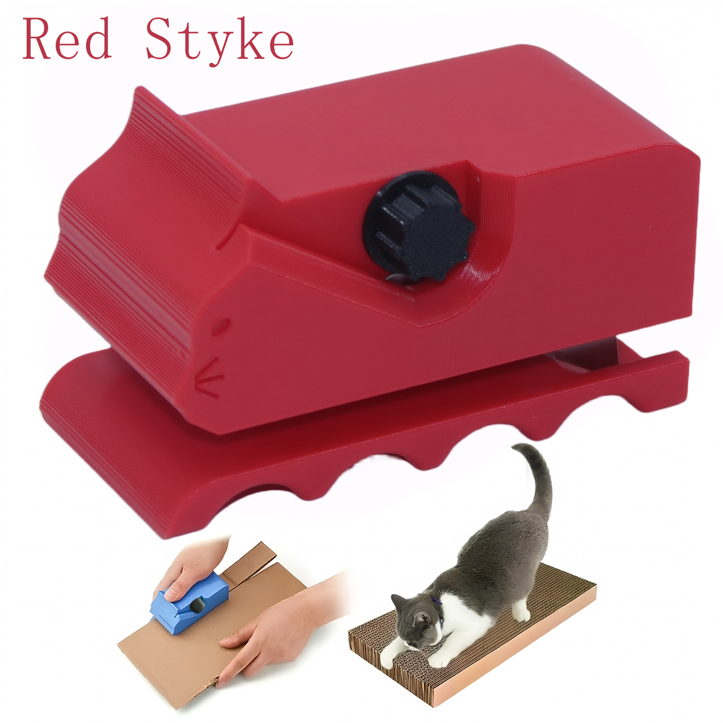 TEMU 1pc Cutter For Cat Scratchers 3d Printed Kitten Shaped Cutter Cardboard Handheld Cardboard Cutter Tool Diy Cat Scratchers Cardboard Strip Tool