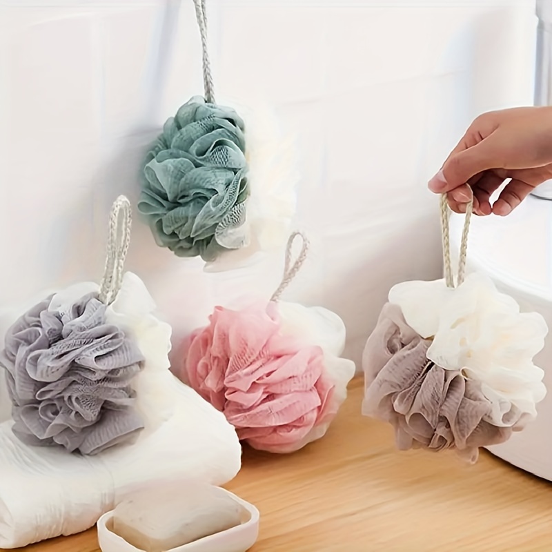 

4 Pcs Luxurious Two-tone Bath Puff - Large Size, Soft And Rich Foaming, Durable With Hanging Rope For Easy Storage - Perfect For Daily Use