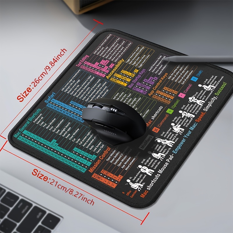 TEMU Shortcut Mouse Pad, Portable Desk Mat, Rubber Base, Stitched Edges, High-definition Printing, Compatible With Pc, Laptop And Wireless Mouse