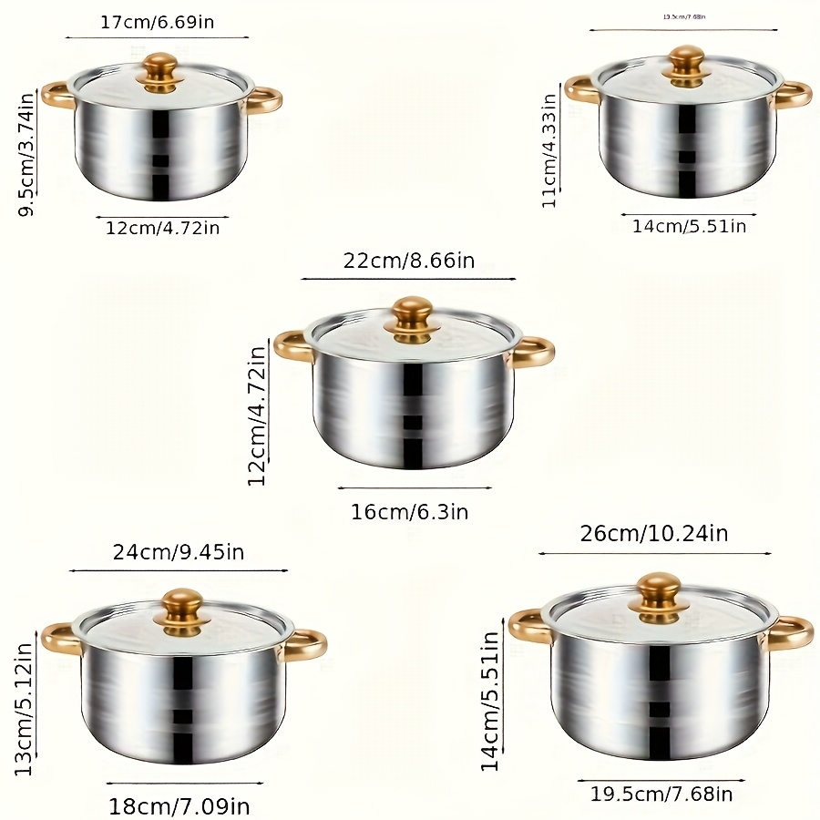 Stainless Steel Cookware Set, 10pcs (5 Pots + 5 Lids) Premium 410... product image 3