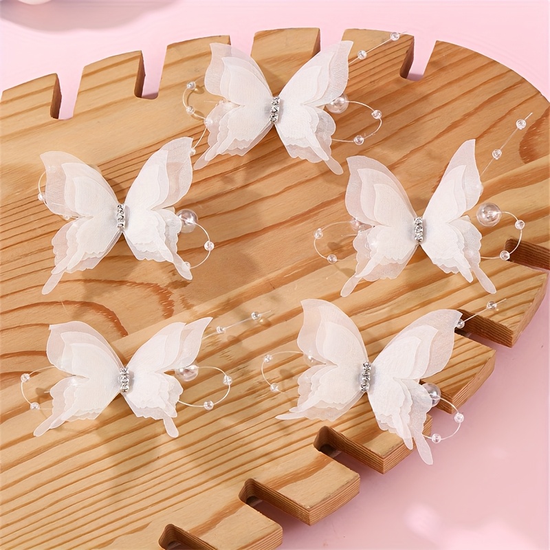 TEMU Set da 5/25 pezzi di fermacapelli a 3D dolci ed eleganti �� Accessori per capelli in poliestere a rete di chiaro adatti ad adolescenti e ragazze,
