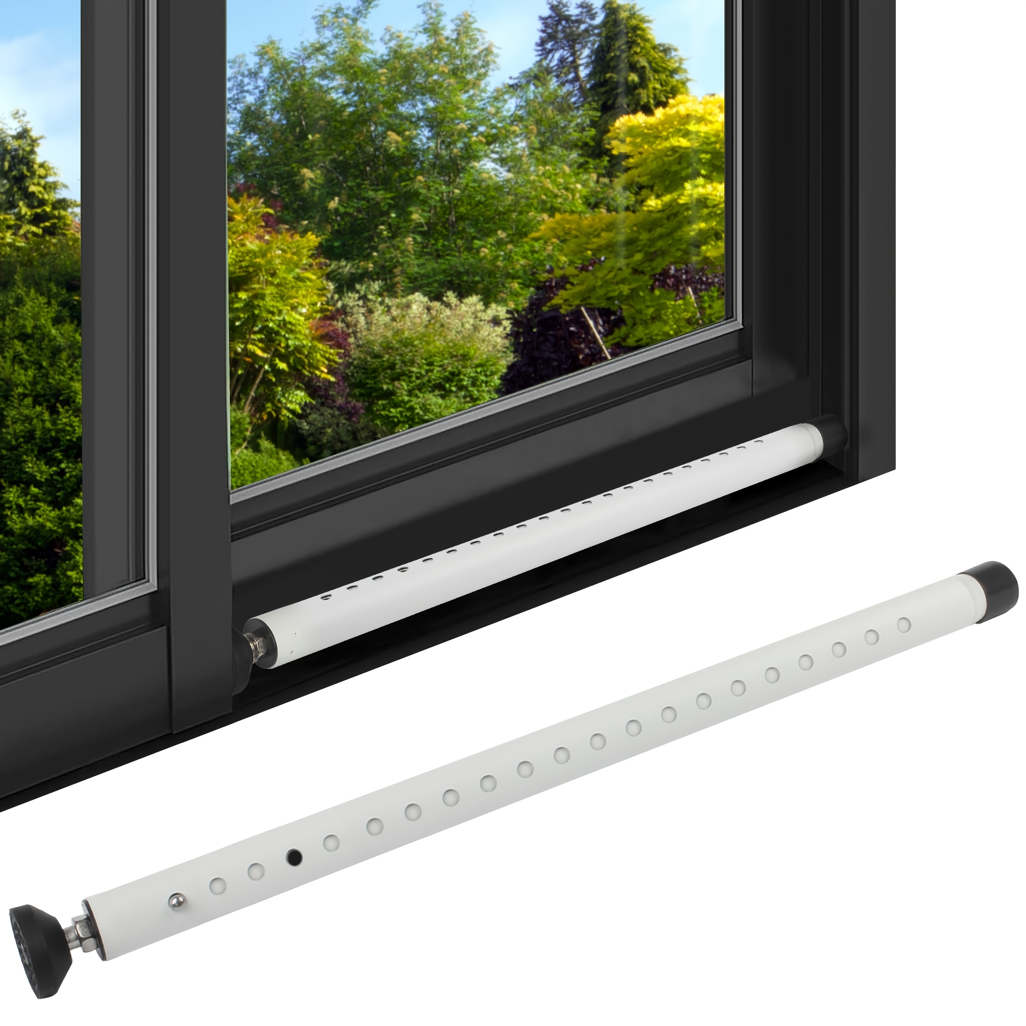 

Sscp 17"-30" Adjustable Metal Sliding Door Security Bar, 1-inch Diameter Window Safety Lock With Rubber Tips, No Battery Needed For Home & Apartment Security