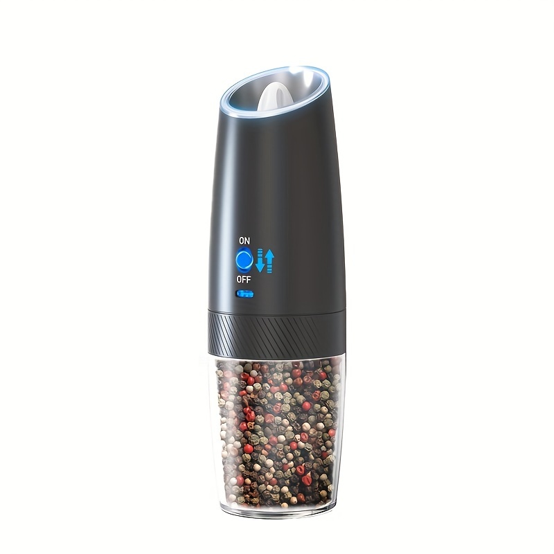 TEMU Aivatoba Black & Salt And Pepper Grinder Set Rechargeable Graviry Salt And Pepper Grinder Set, Led Light, Adjustable Coarseness, For Home Kitchen Bbq