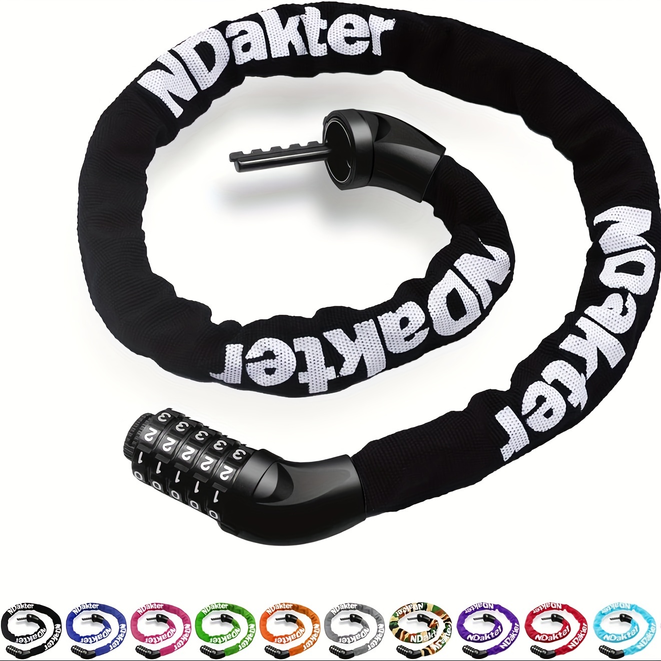 

Ndakter Bike Chain Lock, Combination Heavy Duty Anti Theft Bicycle Chain Lock, 3.2/4.27 Feet Long Security Resettable Bike Locks For Bike, Bicycle, Scooter, Motorcycle, Door, Gate, Fence