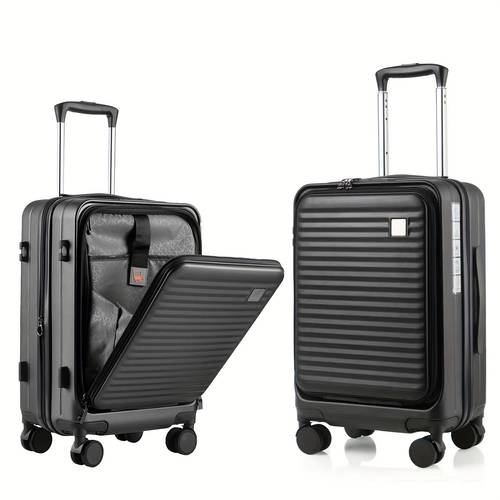 handgepäck 22x14x9 flugzeugtauglich, abs+pc hartschalenkoffer mit fronttasche, leichtes handgepäck mit spinner-rädern & tsa-schloss für geschäftsreisen