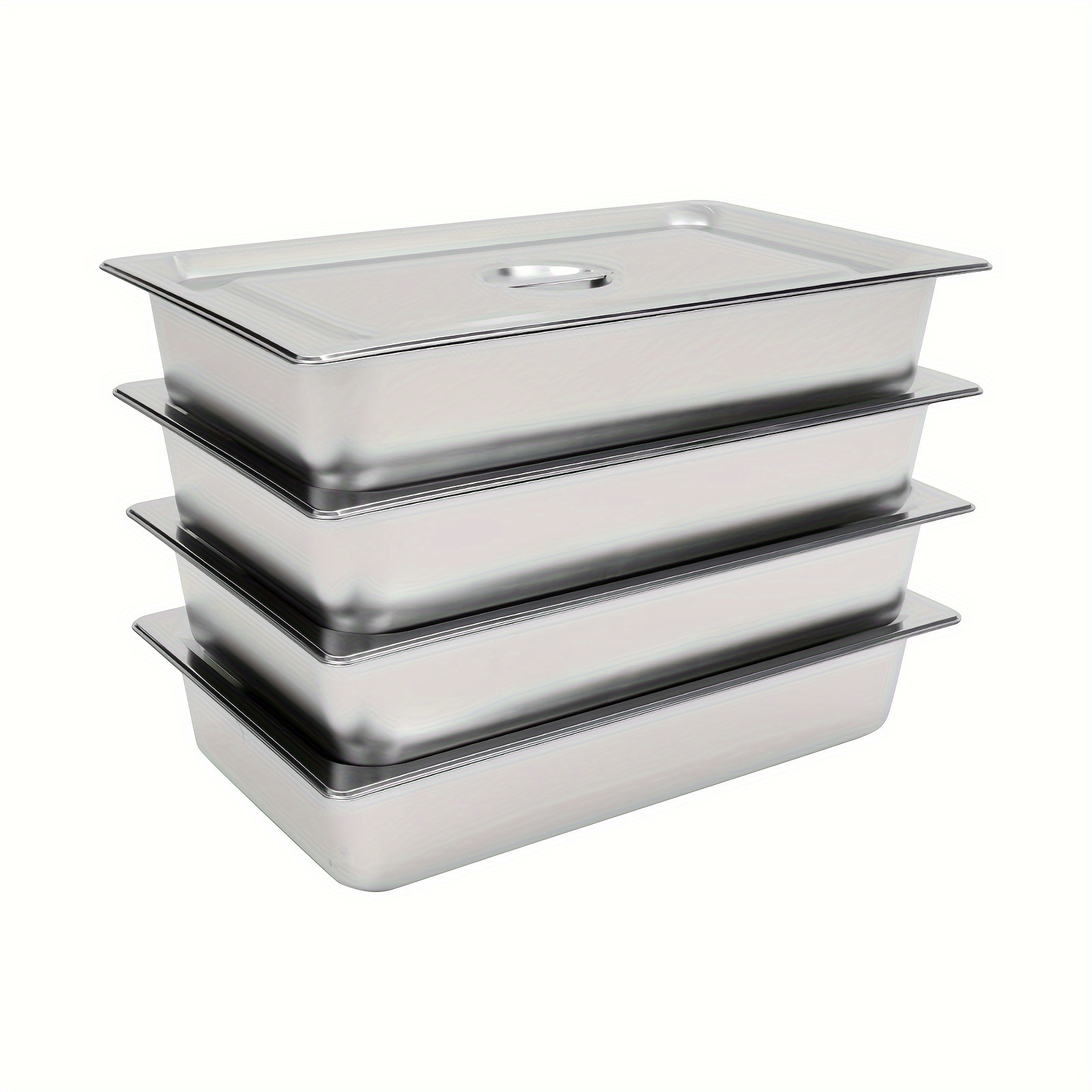 

4-pack Hotel Pans Commercial Steam Table Pan With Lid Stainless Steel Food Pan