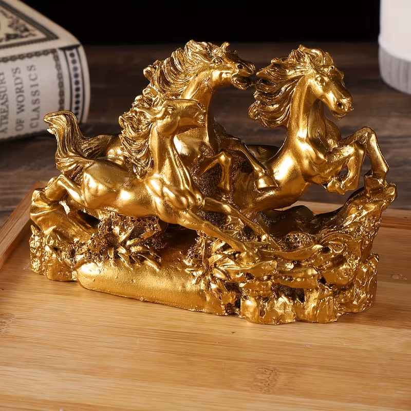 a decorative resin piece featuring three magnificent horses Product details 1