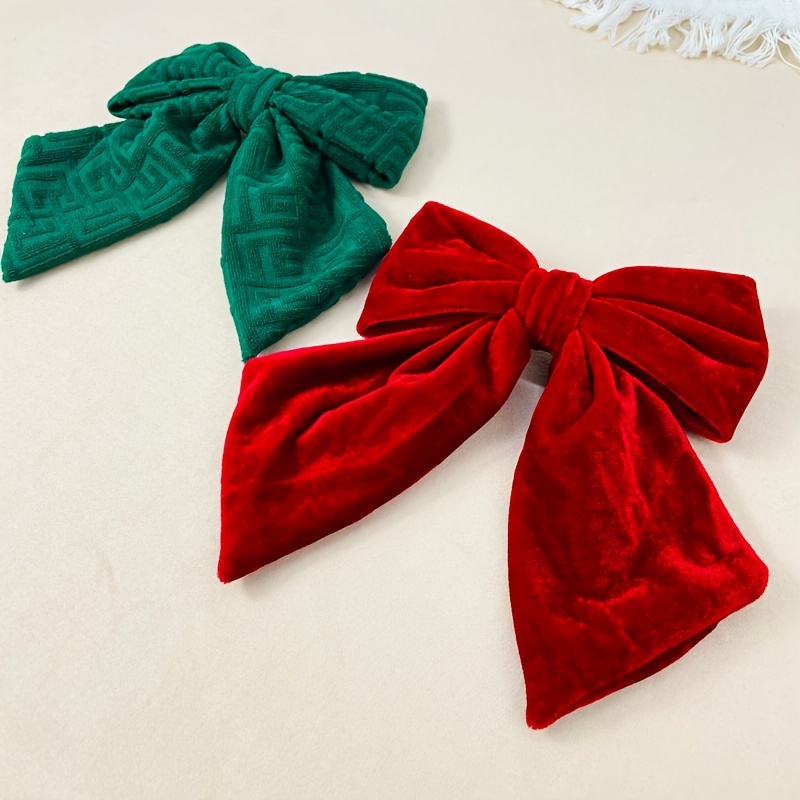 

Single Piece Christmas Velour Bow Hair Clip, Red Bow Tie Hair Accessory, Solid Color, Bow-shaped, For Women, Suitable For 14+