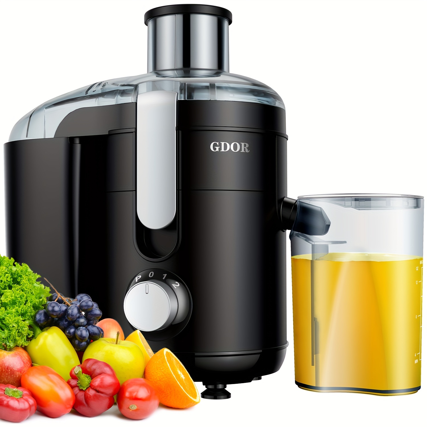 

Gdor 350w Electric Juicer With Dual - Centrifugal Fruit & Vegetable Extractor, 2.5" Feed Chute, Anti-drip Design, Easy To Clean, Includes Brush, Bpa-free, Sleek Black With Transparent Pitcher