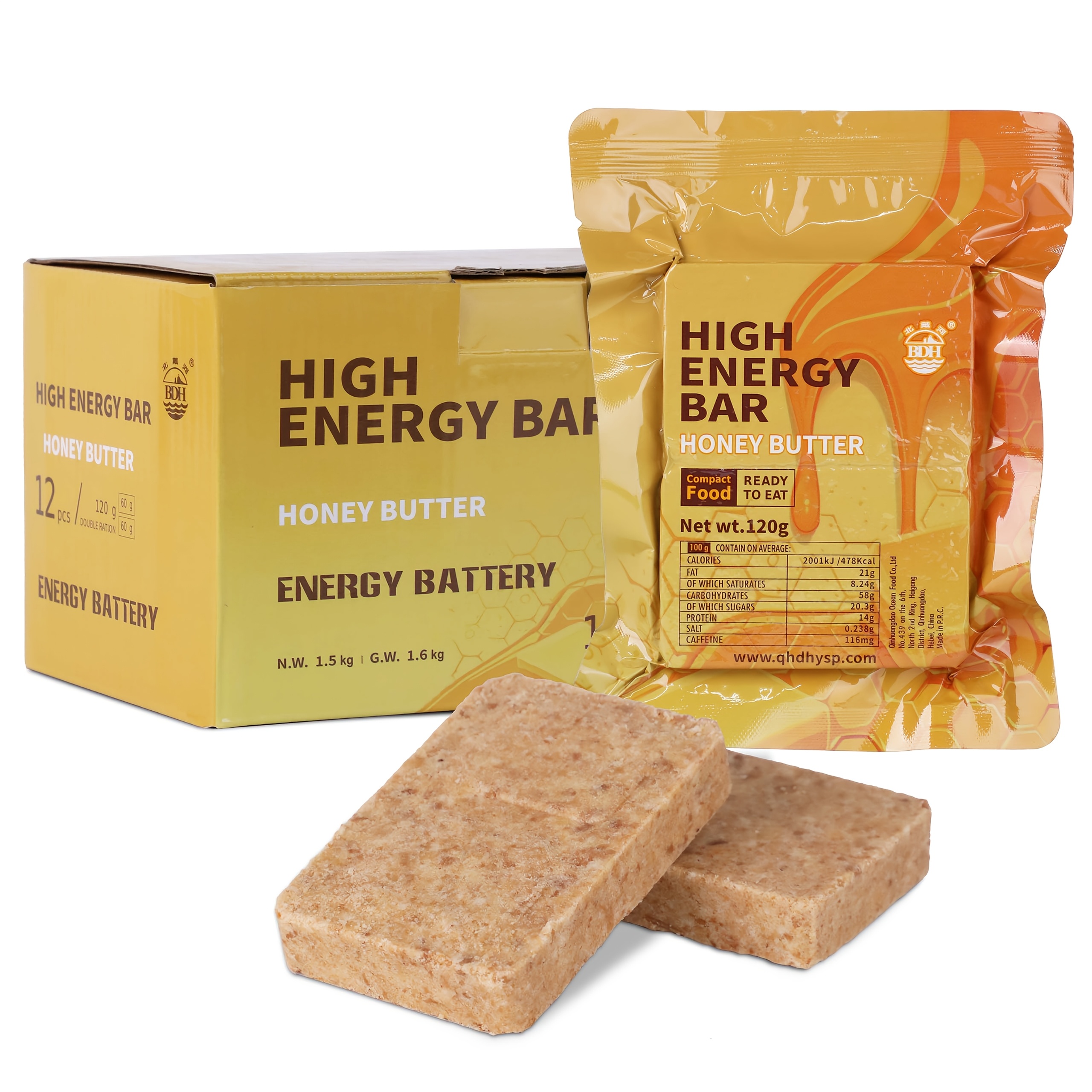 Honey Butter Flavored Plant-Based Energy Bars, Boxed, Survival Food, Camping Food, Individually Packaged, Extended Shelf Life, Essential Snack for Outdoor Camping, Hiking, And Emergency Preparedness