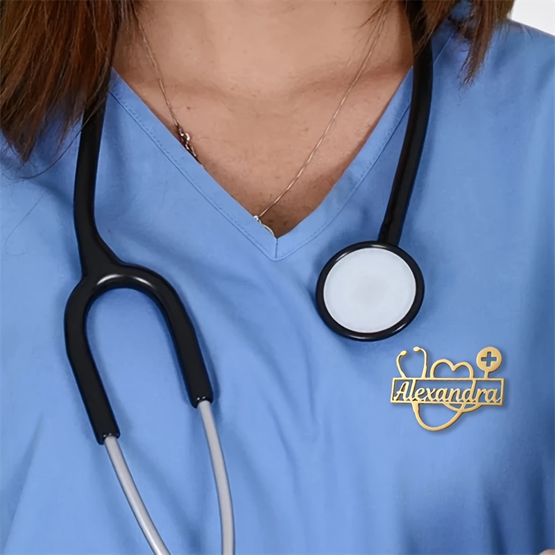 

& Stethoscope Brooch - Personalized , Steel, For Nurses, Christmas, Birthdays - For Women's