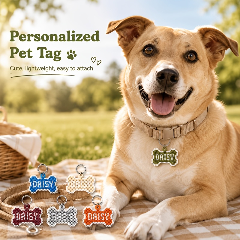 Pixel Bead Bone-Shaped Customizable Pet Anti-Lost Tag